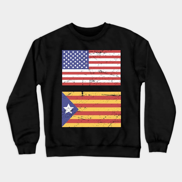 United States Flag & Catalonia Flag Crewneck Sweatshirt by MeatMan